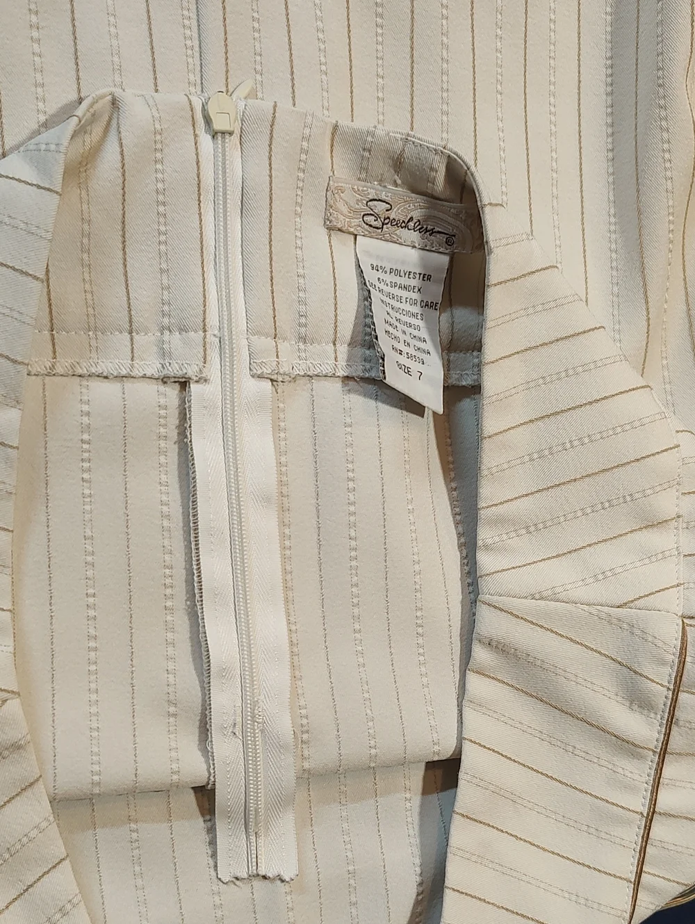 Speechless Cream/Tan Pinstripe Straight Pencil Skirt Size 7